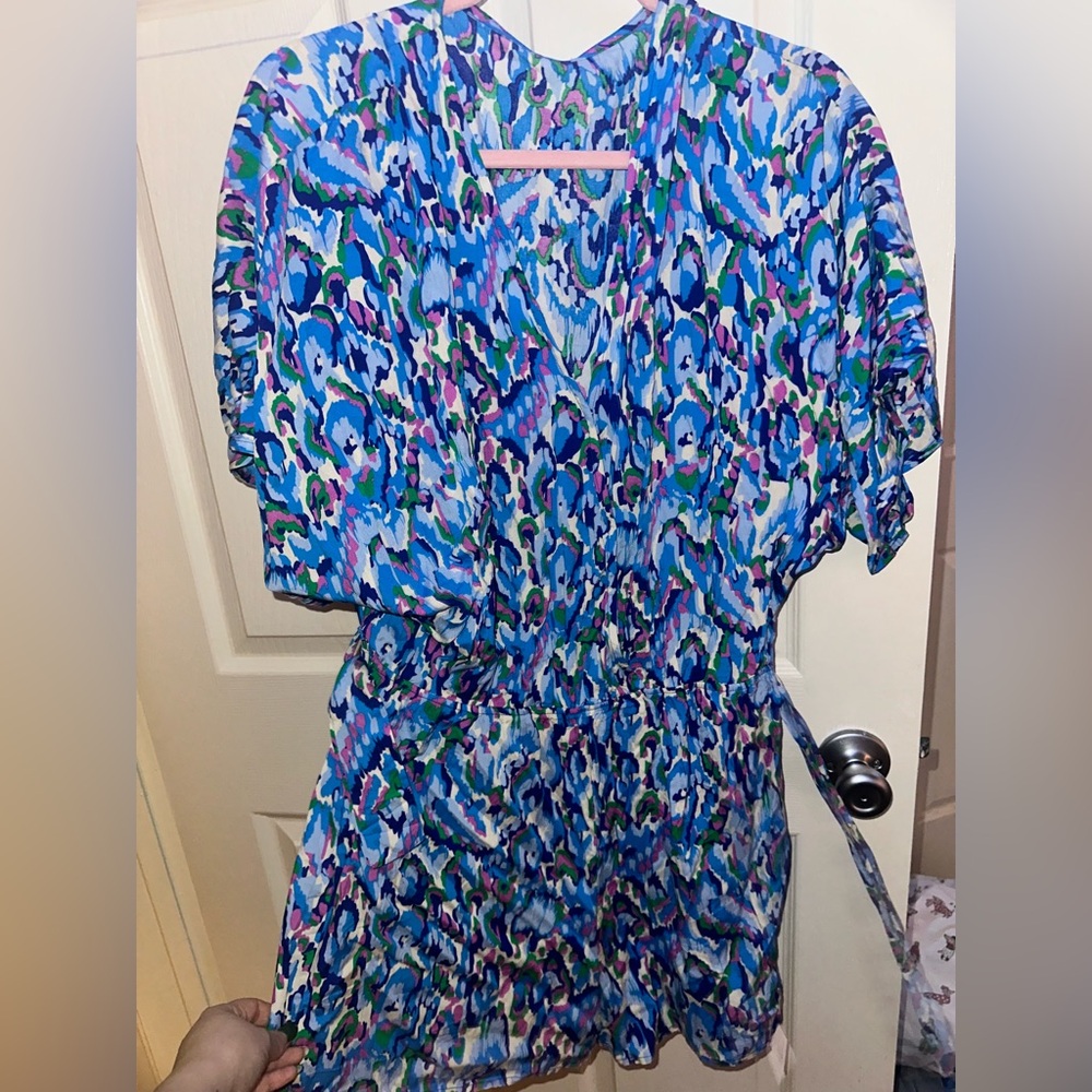 Vibrant Blue Patterned romper - Picture 3 of 5